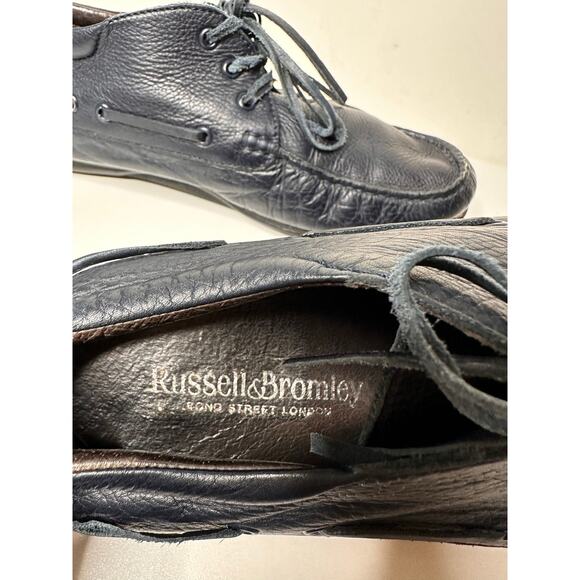 Russell & Bromley Leather Moccassin Loafer Lace Up Mid Top Navy LaceUp Driver 42 - Picture 9 of 12